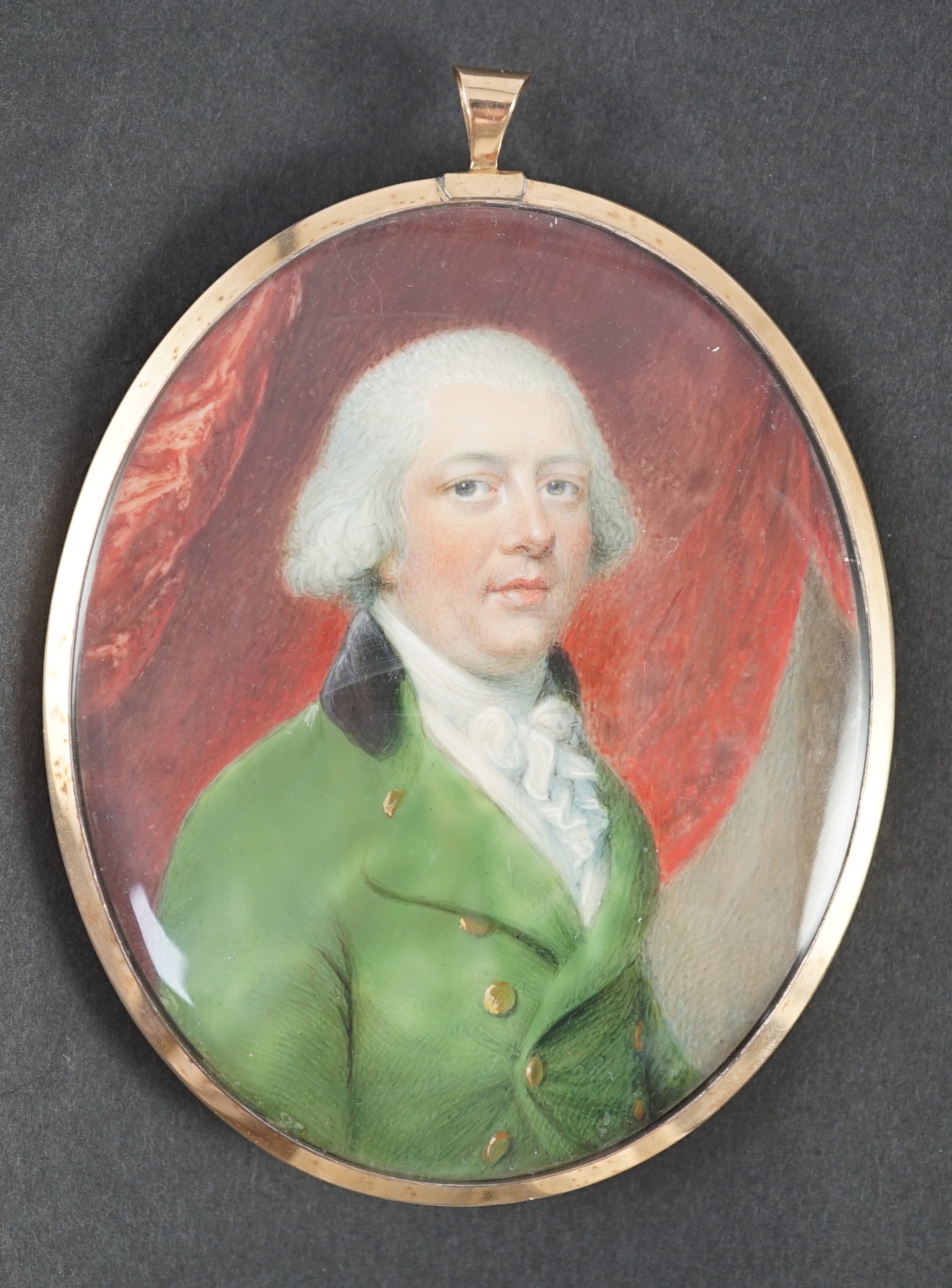 John Barry (fl.1784-1817), Portrait miniature of a gentleman, watercolour on ivory, 9.3 x 7.5cm. CITES Submission reference QWTJQ3Y5